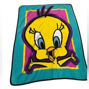 Vintage Tweety Bird Teal and Purple Blanket